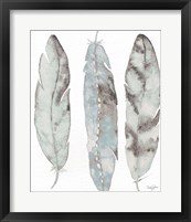Framed Three Blue Feathers