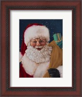 Framed Jolly Saint Nick with Starry Night