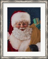 Framed Jolly Saint Nick with Starry Night
