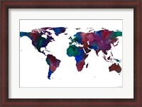 Framed World Map Watercolor