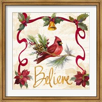 Framed Christmas Poinsettia Ribbon I