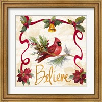 Framed 'Christmas Poinsettia Ribbon I' border=