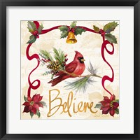 Framed 'Christmas Poinsettia Ribbon I' border=