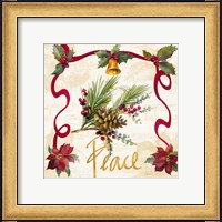Framed 'Christmas Poinsettia Ribbon II' border=