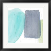 Framed 'Teal and Grey Abstract I' border=