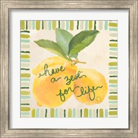 Framed 'Have a Zest for Life' border=