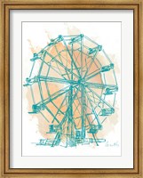 Framed Teal Ferris Wheel I