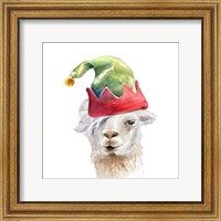 Framed Christmas Hat Llama