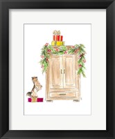 Framed Armoire Decorated with Garland