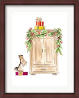 Framed Armoire Decorated with Garland