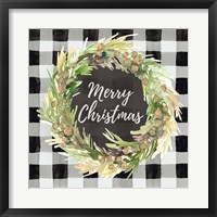 Framed Buffalo Plaid Christmas Wreath