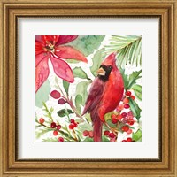 Framed Poinsettia and Cardinal I