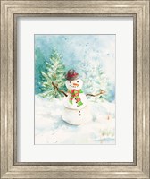 Framed Snowman in the Pines