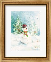 Framed Snowman in the Pines