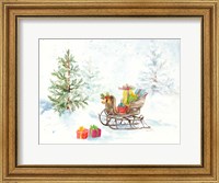 Framed Presents in Sleigh on Snowy Day