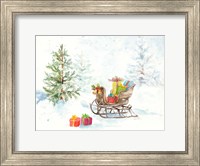 Framed Presents in Sleigh on Snowy Day