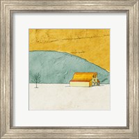 Framed Teal and Yellow Barn