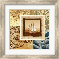 Framed 'Sailing the Seas I' border=