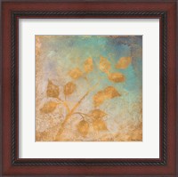 Framed Gold Leaves on Blues I