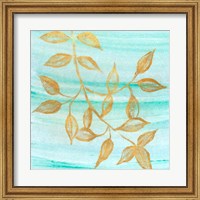 Framed Gold Moment of Nature on Teal II