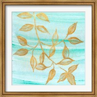 Framed Gold Moment of Nature on Teal II