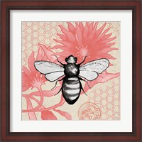 Framed Bee on Pink Flower Square