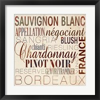 Framed 'Wine Words II' border=