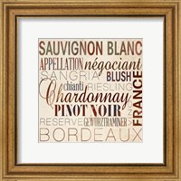 Framed 'Wine Words II' border=