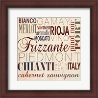 Framed 'Wine Words I' border=