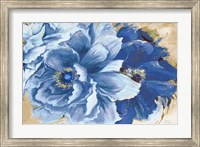 Framed Beautiful Peonies in Indigo