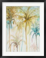 Framed Watercolor Palms in Blue II