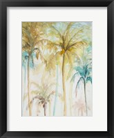 Framed Watercolor Palms in Blue II