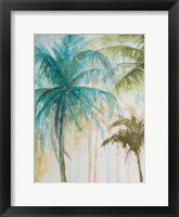 Watercolor Palms in Blue I Framed Print