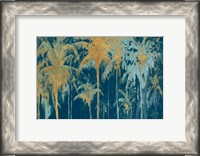 Framed Teal and Gold Palms