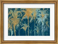 Framed Teal and Gold Palms