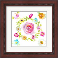 Framed Rosy Floral Wreath