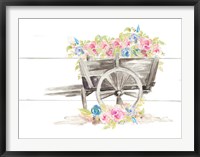 Framed Wood Cart Floral