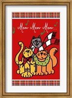 Framed Christmas Cat Jingles on Red Plaid