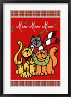 Framed Christmas Cat Jingles on Red Plaid
