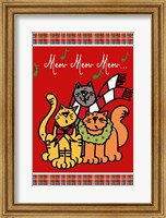 Framed Christmas Cat Jingles on Red Plaid