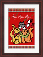 Framed Christmas Cat Jingles on Red Plaid