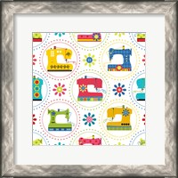 Framed 'Sew Excited Sewing Machine Circles' border=