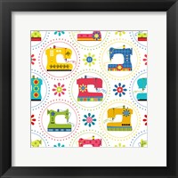 Sew Excited Sewing Machine Circles Framed Print