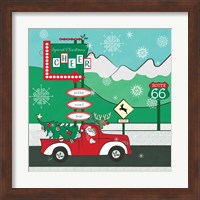 Framed 'Retro Santa Driving II' border=