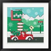 Framed 'Retro Santa Driving II' border=