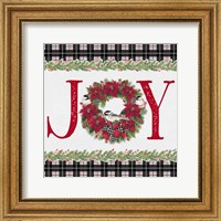 Framed 'Chickadee Christmas Red I Joy' border=