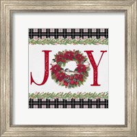 Framed 'Chickadee Christmas Red I Joy' border=