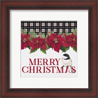 Framed 'Chickadee Christmas Red II Merry Christmas' border=