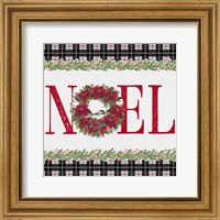 Framed 'Chickadee Christmas Red III Noel' border=