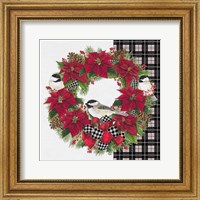 Framed Chickadee Christmas Red V Wreath
